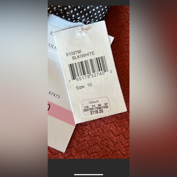 Maison Tara Dottie Faux Wrap Chiffon Midi Dress 3/4 Balloon Sleeves & Waist Sash - Picture 10 of 10